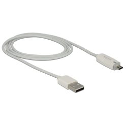   DeLock Data- and power cable USB 2.0-A male > Micro USB-B male with LED indication White