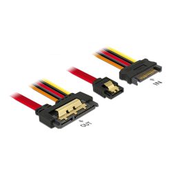   DeLock Cable SATA 6Gb/s 7pin receptacle+SATA 15pin power plug>SATA 22pin receptacle straight metal 30cm