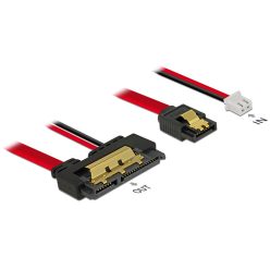   DeLock Cable SATA 6Gb/s 7pin receptacle+2pin power female>SATA 22pin receptacle straight (5V) metal 30cm