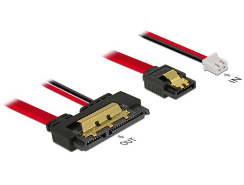 DeLock Cable SATA 6Gb/s 7pin receptacle+2pin power female>SATA 22pin receptacle straight (5V) metal 30cm