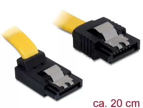 DeLock Cable SATA 6 Gb/s male straight > SATA male upwards angled 20 cm yellow metal