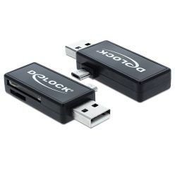 DeLock Micro USB OTG + USB A male Card Reader Black