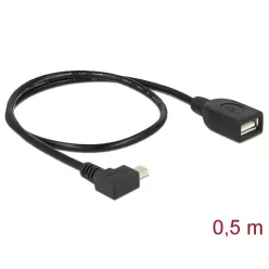   DeLock USB mini male angled > USB 2.0-A female OTG 50cm Cable Black