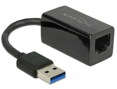 DeLock SuperSpeed USB3.2 Type-A male > Gigabit LAN 10/100/1000 Mbps compact Adapter Black