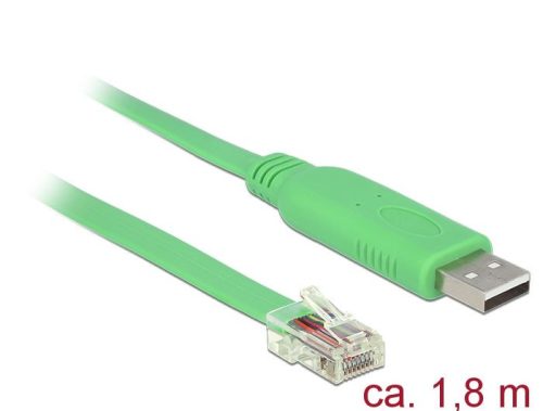 DeLock USB 2.0 Type-A male > 1xSerial RS-232 RJ45 male 1.8m Adapter Green