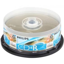 Philips CD-R 80 52x 25db/henger nyomtatható (25-ös címke)