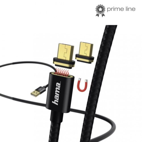 Hama Magnetic Charging/Data Cable microUSB 1m Black