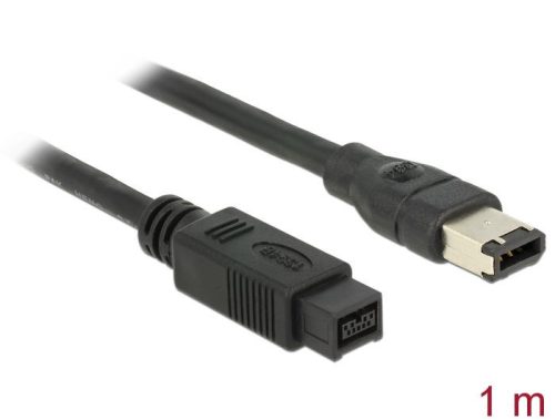 DeLock FireWire 9 pin male > 6 pin male cable 1m Black