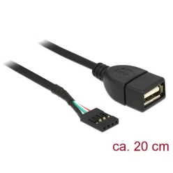   DeLock USB Pin header female > USB 2.0 type-A female Cable 20cm Black