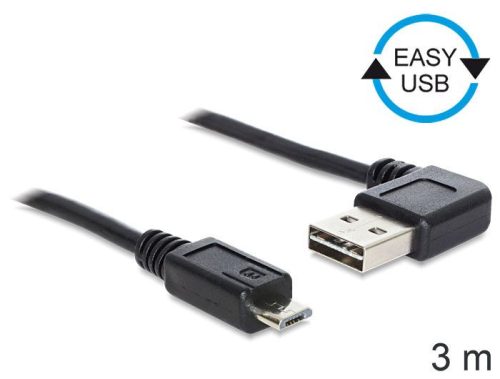 DeLock EASY-USB 2.0 Type-A male angled left / right > USB 2.0 Type Micro-B male 3m Cable