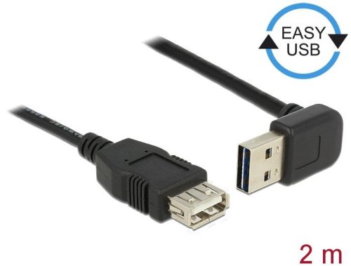 DeLock Extension cable EASY-USB 2.0 Type-A male angled up / down > USB 2.0 Type-A female 2m Black