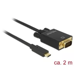   DeLock USB Type-C male > VGA male (DP Alt Mode) Full HD 1080p 2m Black Cable