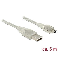   DeLock USB 2.0 Type-A male > USB 2.0 Mini-B male 5m transparent Cable