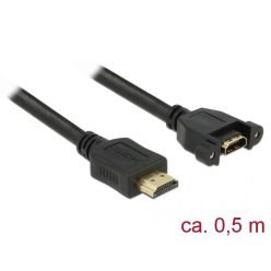   DeLock HDMI-A male > HDMI-A female panel-mount 4K 30 Hz 0.5m Cable