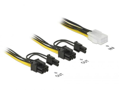 DeLock PCI Express power cable 6 pin female > 2x 8 pin male 15cm