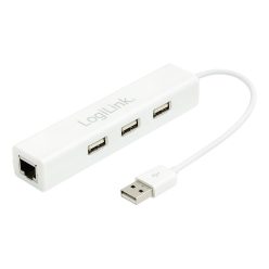   Logilink UA0174A USB 2.0 to Fast Ethernet Adapter with 3-Port USB Hub White