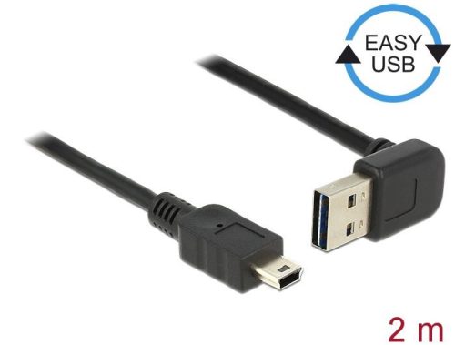 DeLock EASY-USB 2.0 Type-A male angled up / down > USB 2.0 Type Mini-B male 2m Cable Black