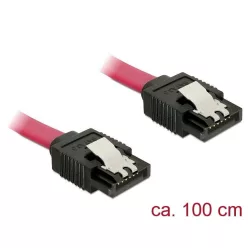   DeLock SATA 6 Gb/s male straight > SATA male straight 100 cm red metal Cable