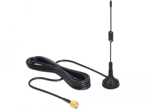 DeLock ISM 433 MHz Antenna SMA 3 dBi omnidirectional fixed magnetic base Black