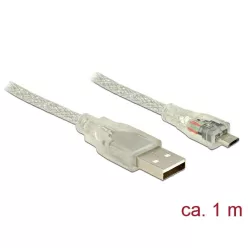   DeLock USB 2.0 Type-A male > USB 2.0 Micro-B male 1m cable Transparent
