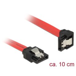   DeLock SATA 6 Gb/s male straight > SATA male downwards angled 10 cm red metal cable