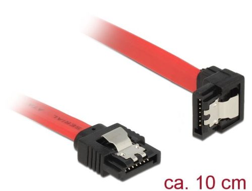 DeLock SATA 6 Gb/s male straight > SATA male downwards angled 10 cm red metal cable