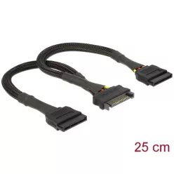   DeLock SATA 15 pin female > 2x SATA 15 pin male 25cm Power Cable