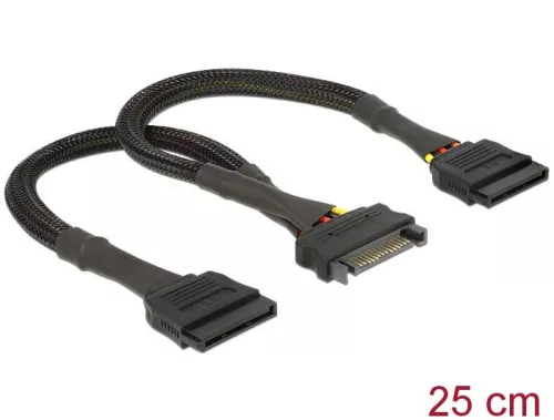 DeLock SATA 15 pin female > 2x SATA 15 pin male 25cm Power Cable