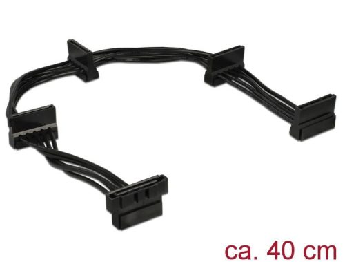 DeLock SATA 15 pin plug > 4 x SATA 15 pin receptacle Power cable 40cm Black