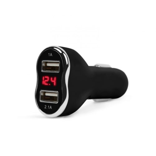 M.N.C Car Charger + Voltage meter Black