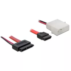   DeLock Cable Slim SATA female > SATA 7 pin + 2 pin power male 30 cm