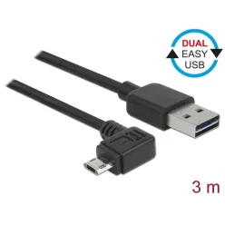   DeLock EASY-USB 2.0 Type-A male > EASY-USB 2.0 Type Micro-B male angled left/right 3m Black