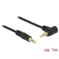   DeLock Stereo Jack Cable 3.5 mm 3 pin male > male angled 1m Black