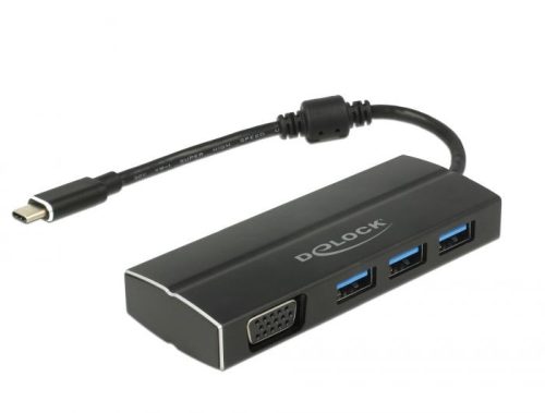 DeLock USB 3.1 Gen 1 Adapter USB Type-C to 3x USB 3.0 Type-A Hub + 1 x VGA (DP Alt Mode)