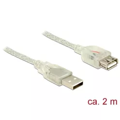   DeLock Extension cable USB 2.0 Type-A male > USB 2.0 Type-A female 2m Transparent
