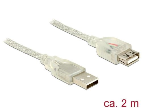 DeLock Extension cable USB 2.0 Type-A male > USB 2.0 Type-A female 2m Transparent