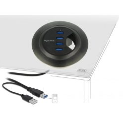 DeLock In-Desk Hub 4 Port USB 3.0