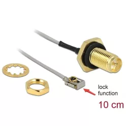   DeLock Antenna Cable RP-SMA jack bulkhead to MHF® I LK plug 1.13 10 cm thread length 10 mm splash proof