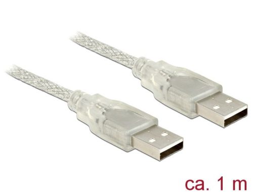 DeLock USB 2.0 Type-A male > USB 2.0 Type-A male 1m Transparent