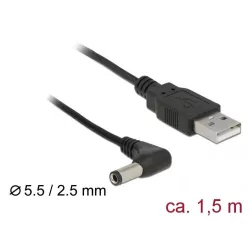   DeLock USB Power Cable to DC 5.5 x 2.5 mm male 90° 1,5m Black