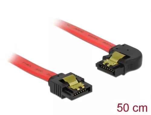 DeLock SATA 6 Gb/s Cable straight to left angled 50cm Red