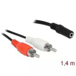   DeLock Audio Cable 2x RCA male to 1x 3.5mm 3 pin Stereo Jack 1,4m