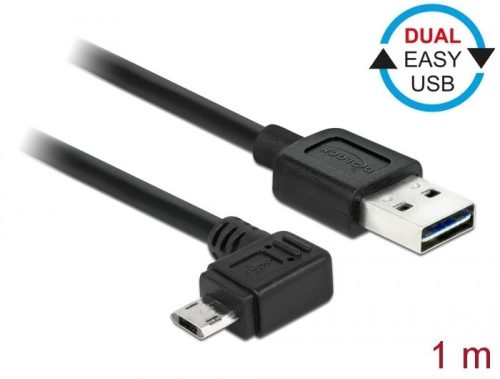 DeLock EASY-USB 2.0 Type-A male > EASY-USB 2.0 Type Micro-B male angled left/right 1m cable Black