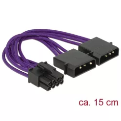   DeLock Power Cable PCI Express 8 pin male > 2 x 4 pin male textile shielding Purple