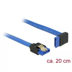   DeLock SATA 6 Gb/s receptacle straight > SATA receptacle upwards angled 20 cm blue with gold clips cable