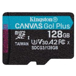   Kingston 128GB microSDXC Canvas Go! Plus Class 10 170R A2 U3 V30 Card adapter nélkül