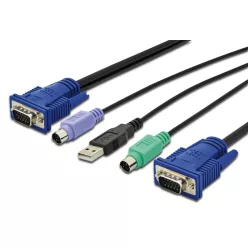   Digitus KVM Cable-Set VGA PS/2-Mouse PS/2-Keyboard USB 5m black