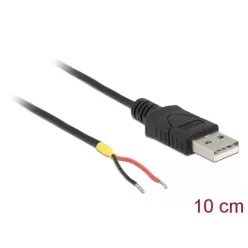   DeLock USB 2.0 Type-A male > 2 x open wires power 10 cm Raspberry Pi cable Black