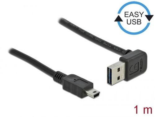 DeLock EASY-USB 2.0 Type-A male angled up / down > USB 2.0 Type Mini-B male 1m Cable Black