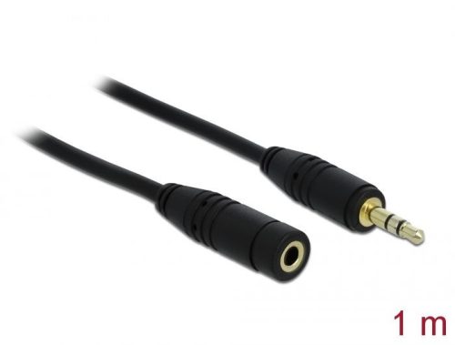 DeLock Stereo Jack Extension Cable 3.5 mm 3 pin male > female 1m Black